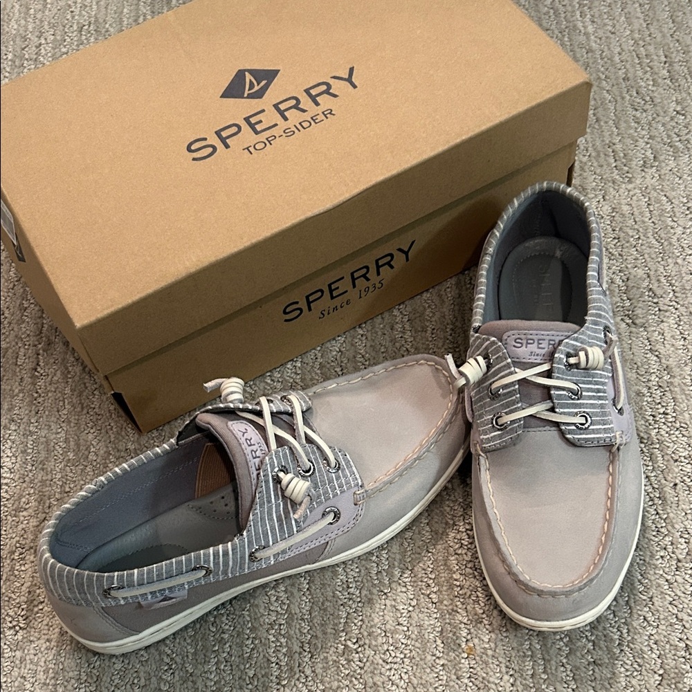 Sperry Women's Gray Songfish Grey Stripes Topsiders size 8